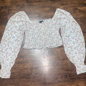 Printed Long Sleeve Crop Top